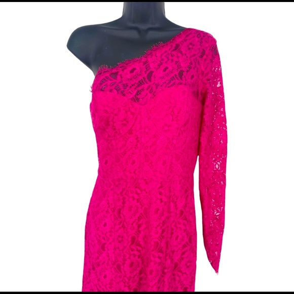 BCBGMaxazria Betsy lace one shoulder gown in Turkish rose - Picture 3 of 3